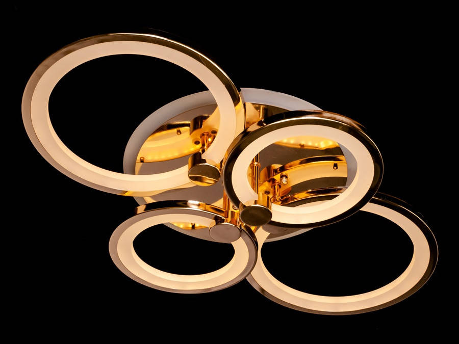 

Акриловая люстра в спальню с LED подсветкой, цвет золото, 75W на 10кв.м 8022-4G-LS