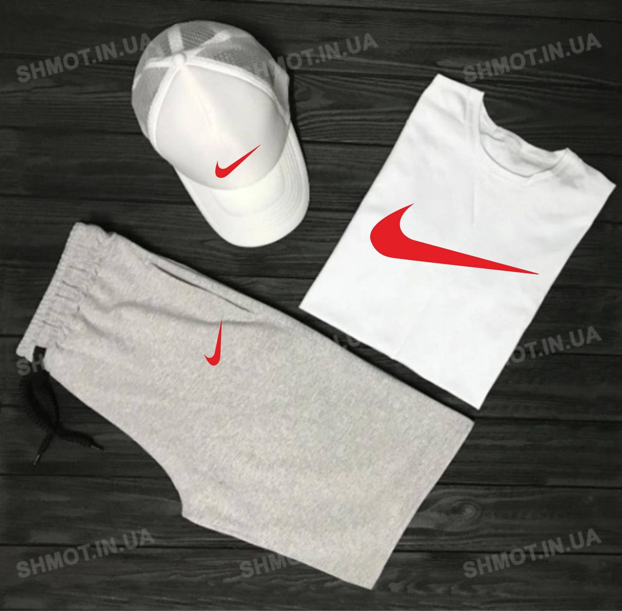 

Мужской летний костюм (футболка/шорты/кепка) Найк, костюм Nike хлопок, ТОП качества. S