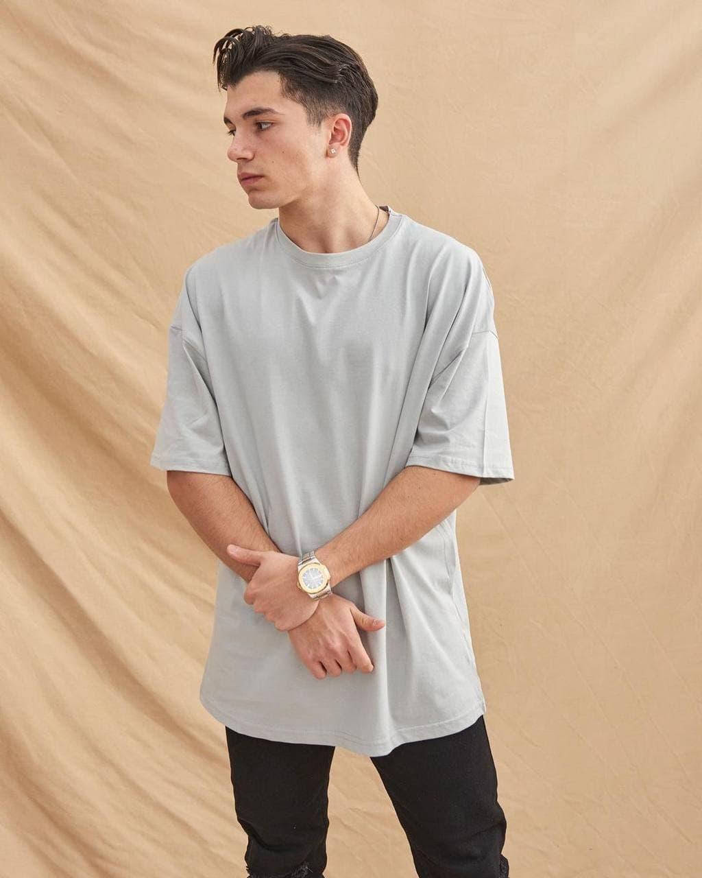 

Мужская стильная базовая оверсайз футболка (серая) / Cotton M