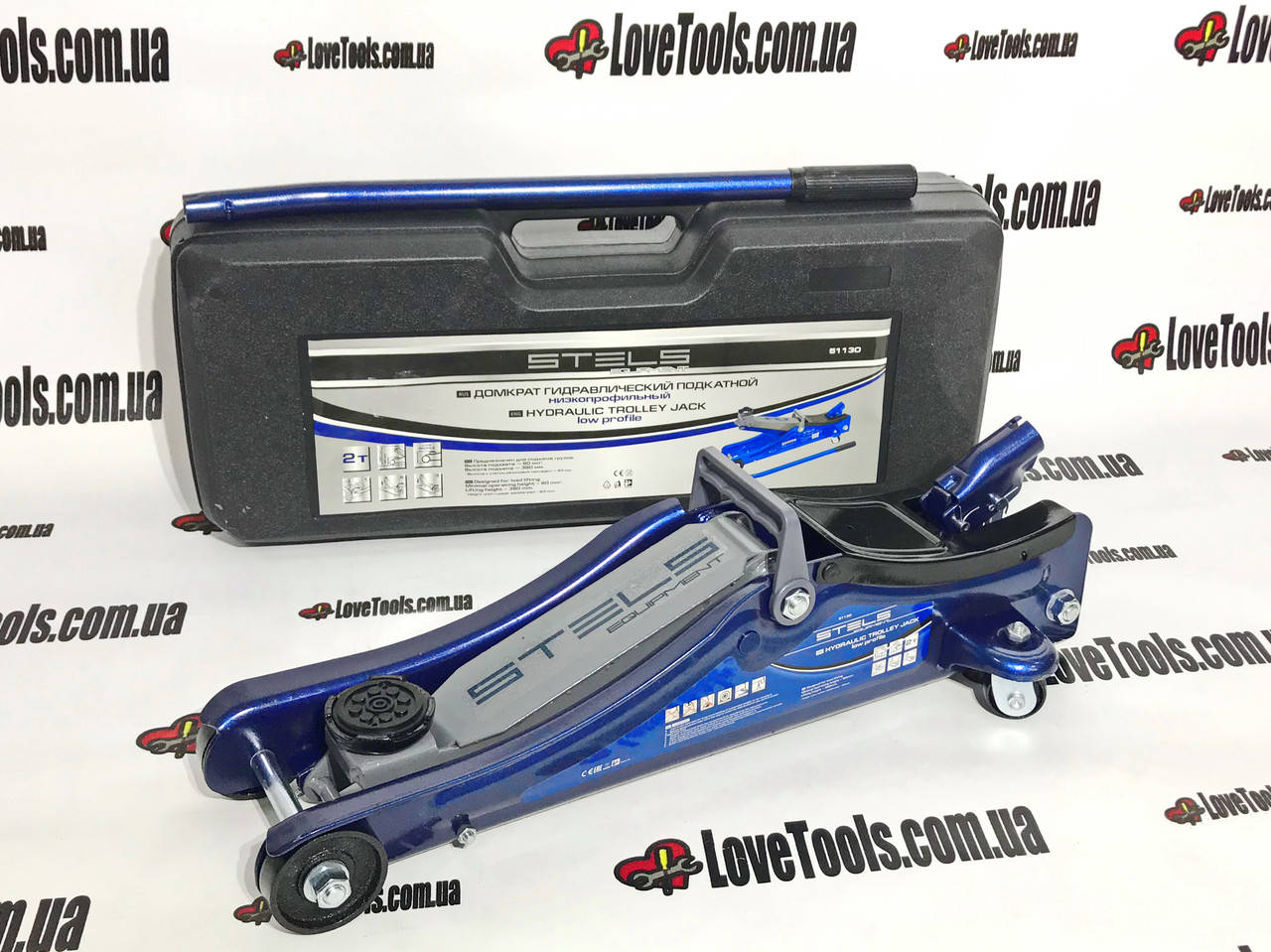 

Домкрат гидравлический подкатной в пластиковом кейсе, 2 т, Low Profile, 80-380 мм Stels
