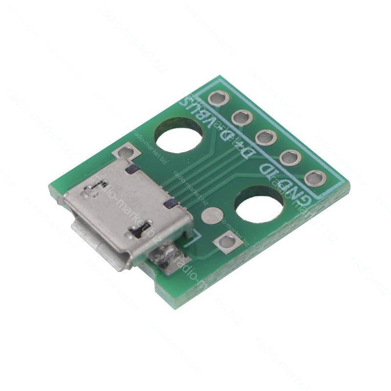 

Макетная плата переходник гнездо microUSB, двусторонняя