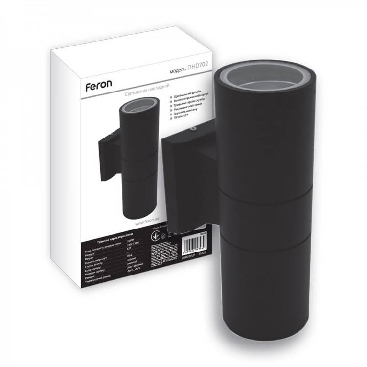 

Уличный светильник фасадный Feron DH0702 черный (06294)