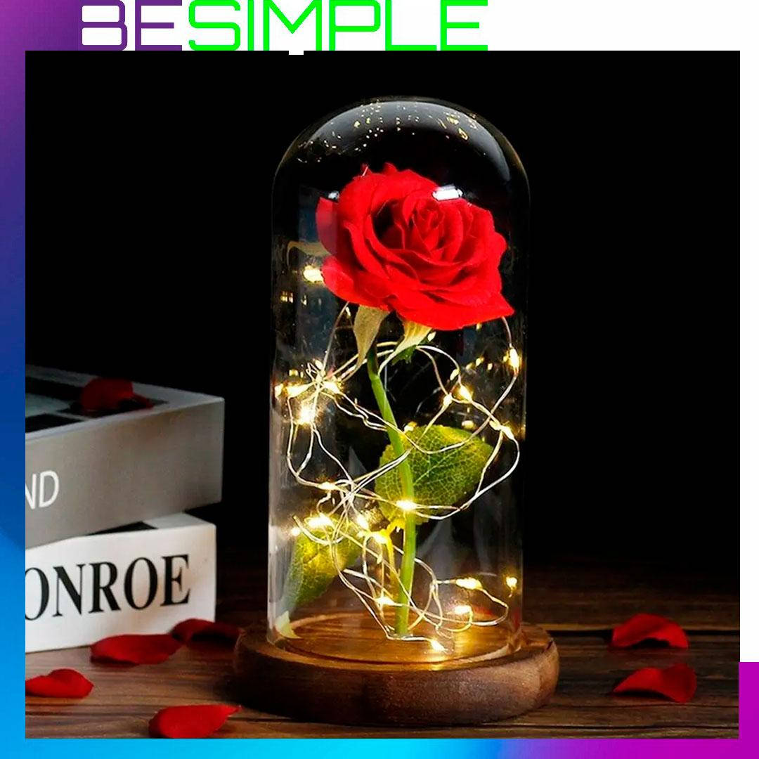 

Роза в колбе (20х8х10 см) с LED подсветкой романтический подарок ночник / Роза в стеклянной колбе