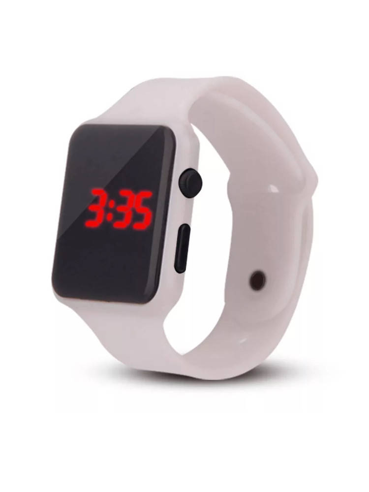 

LED наручные часы "NovaSQ" с белым браслетом из каучука