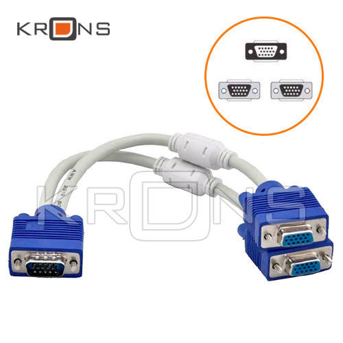 

Коммутатор VGA - 2 VGA, 3+6, разветвитель, сплиттер, с ферритами, Белый
