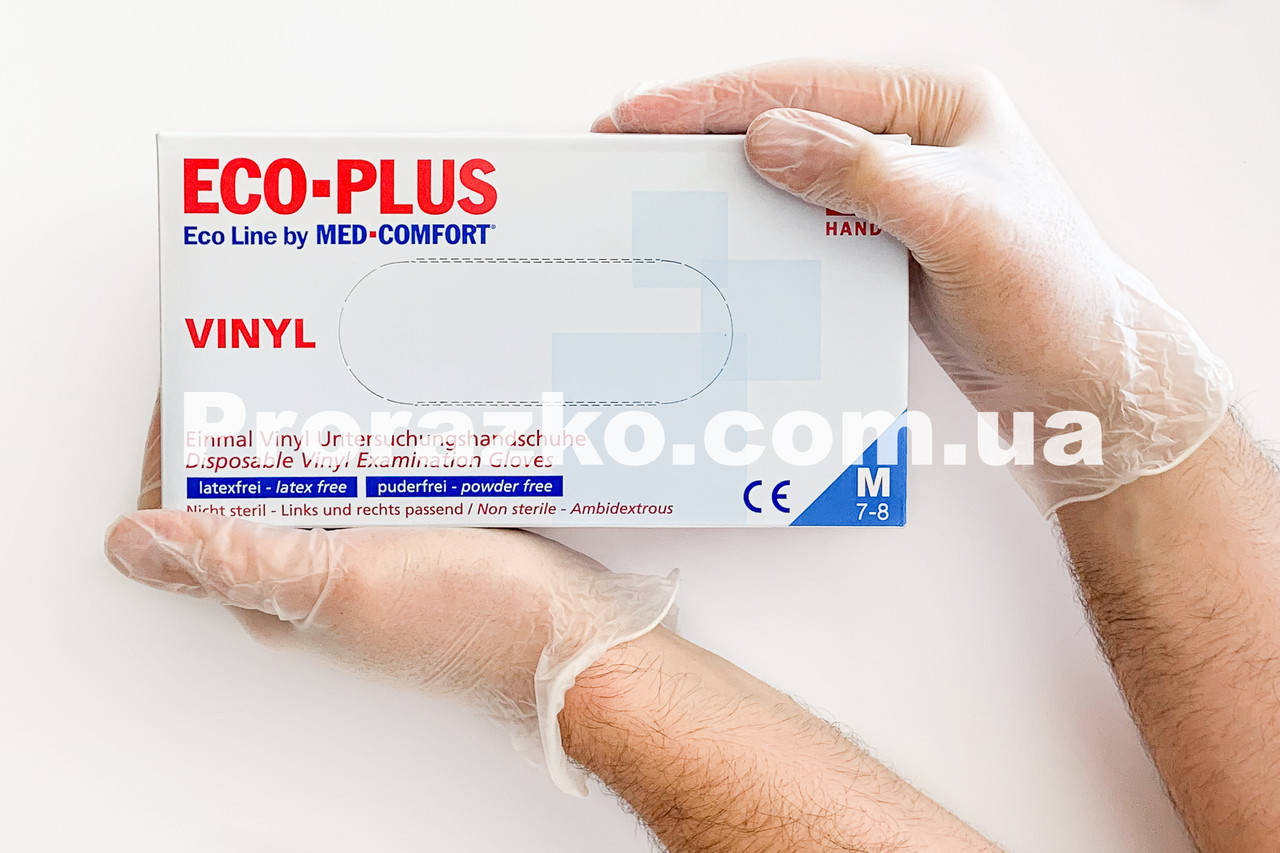 

Виниловые перчатки Ampri ECO PLUS,  (7-8), прозрачные, 100 шт, Прозрачный