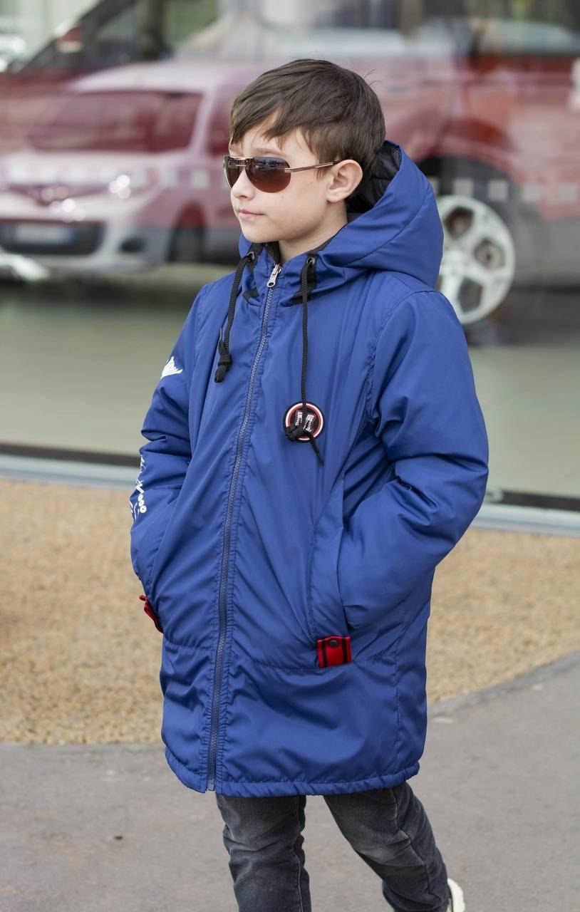 

Двухсторонняя удлиненная осенняя куртка на подростка. Синий, 164-170