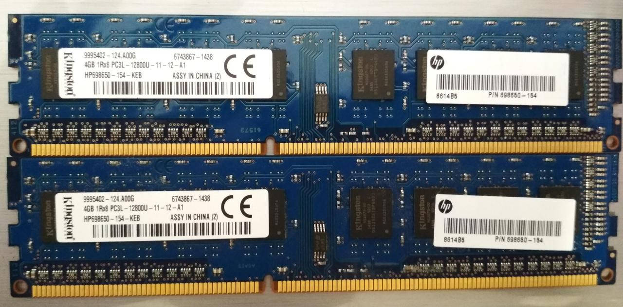 

8GB 2x4GB DDR3L 1600MHz Kingston PC3L 12800U 1Rx8 RAM Оперативная память