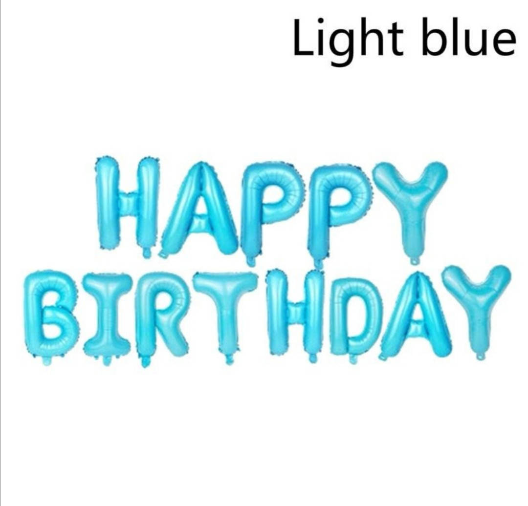 

Гирлянда - растяжка Happy Birthday голубые буквы (УП), с днем рождения, Голубой