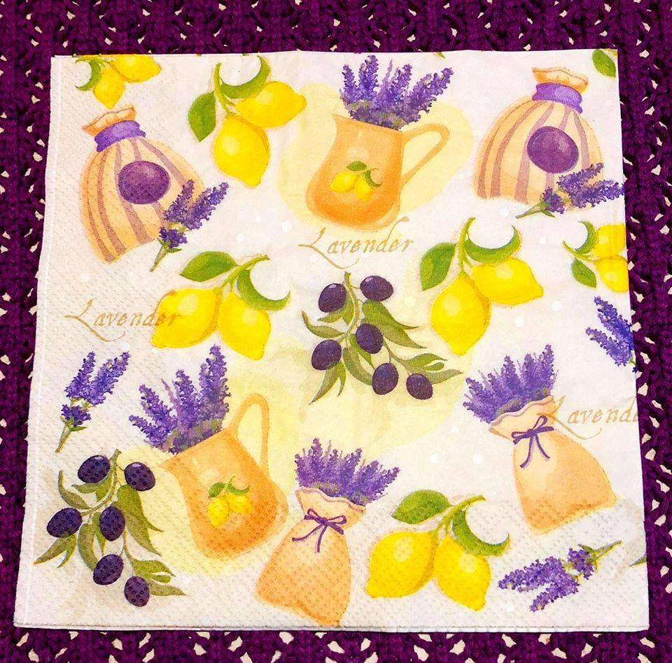 

№ 30 Салфетка для декупажа или сервировки стола "Лаванда". 33х33