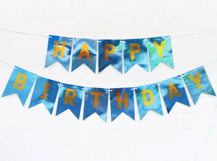 

Бумажная гирлянда из флажков лазер голубая, 3 метра