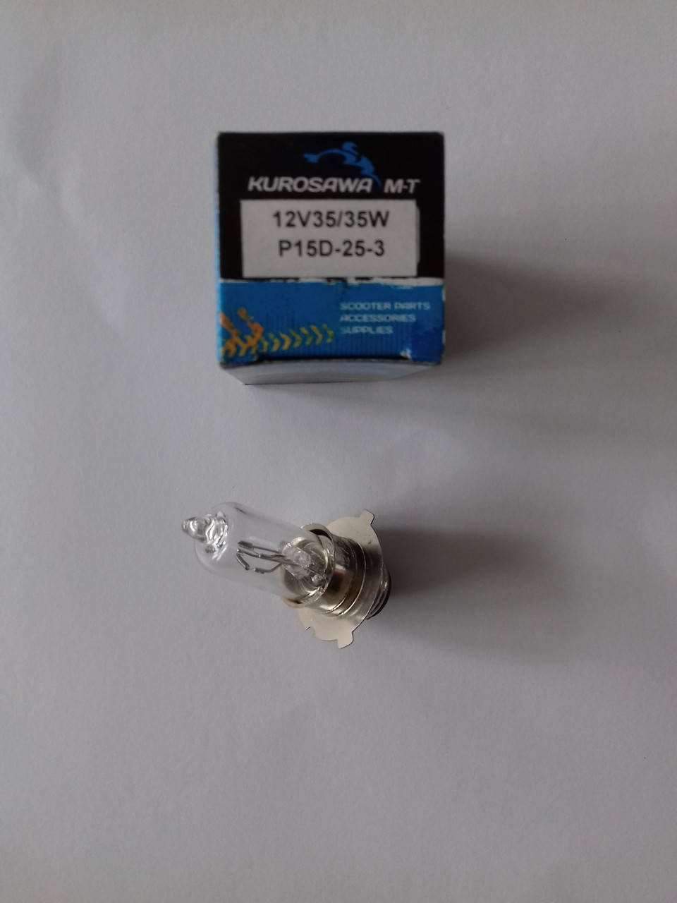 

Лампа фары P15D-25-3 12V 35/35W (галоген, белая, 3 леп) - Suzuki Lets/Add/Yamaha 16/36/39 Kurosawa