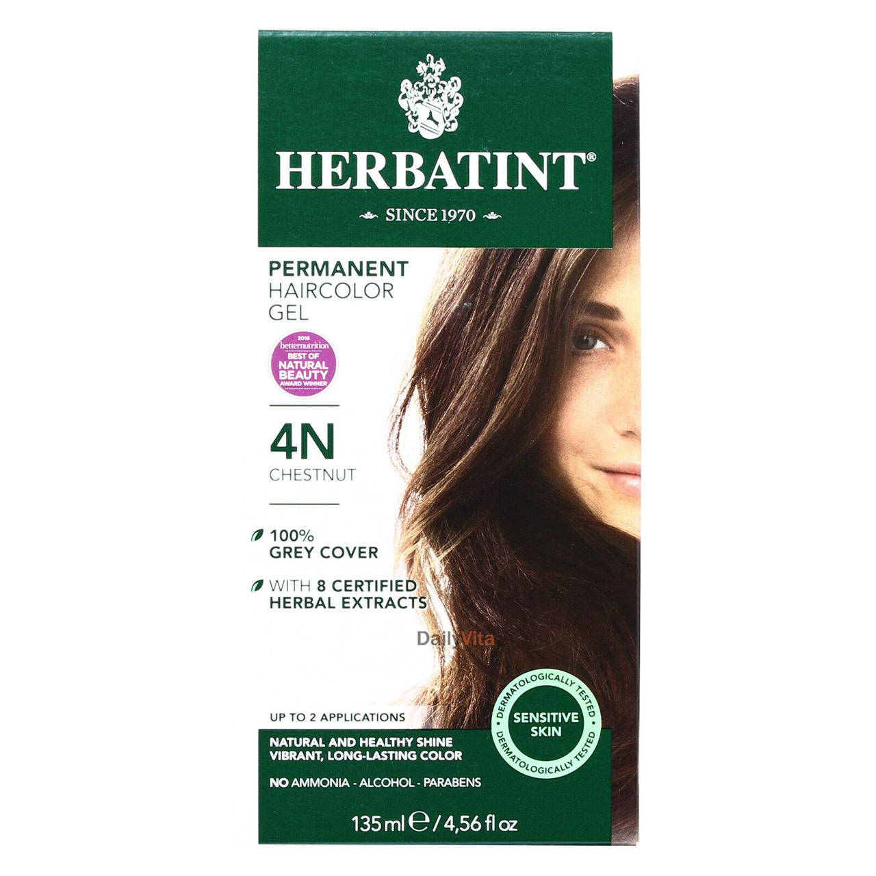 

Краска для волос Herbatint каштановый 4N Перманентная краска-гель для волос
