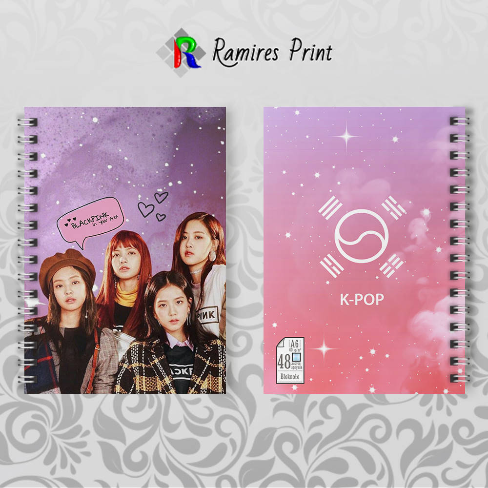 

Блокнот А6 пружина 48 л. клетка K-Pop Black Pink 005