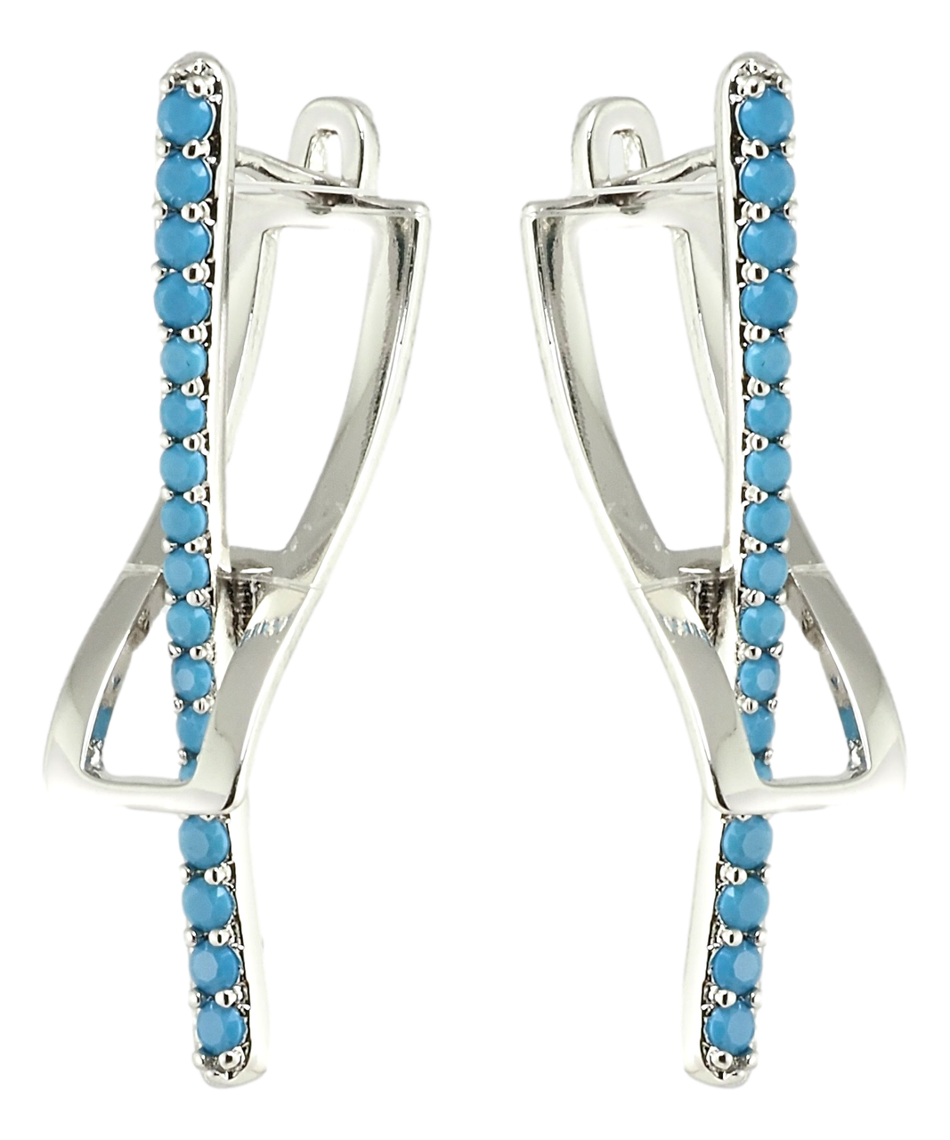 

Серьги ХР Родий английский замок "Элегантные формы с голубой дорожкой циркония"