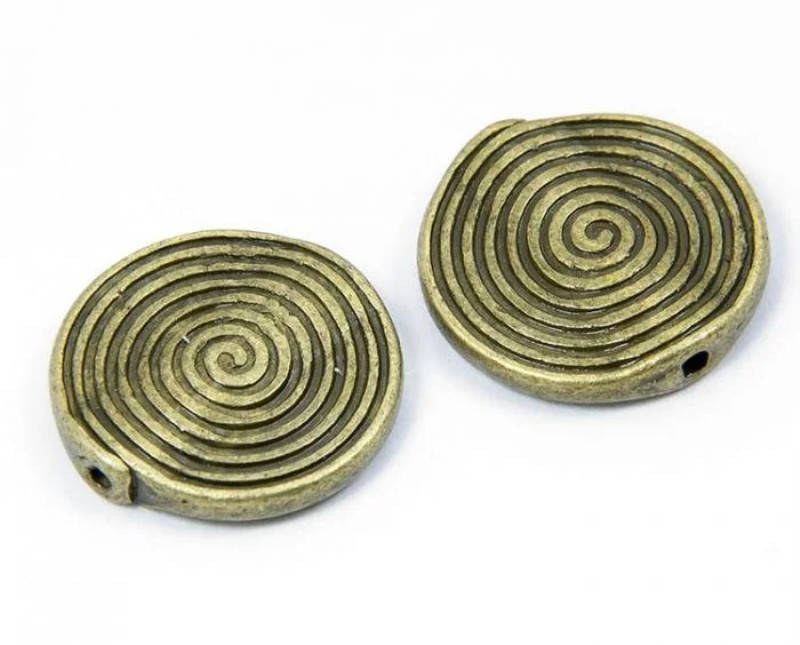 

Бусина металлическая круг плоский Спираль бронза 18х3,2 мм