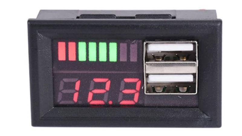 

Автомобильный встраиваемый вольтметр-тестер с двумя гнездами USB (16315)