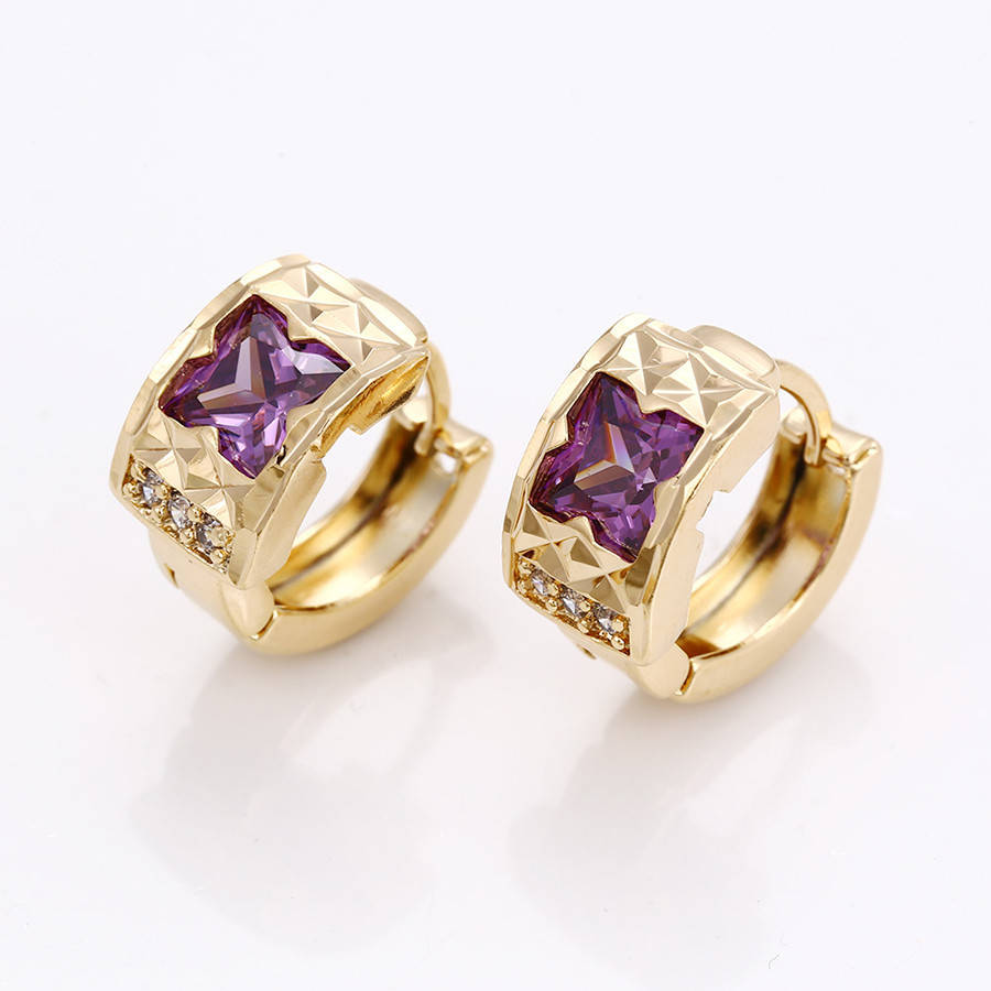 

Серьги резные с фиолетовым цирконием, медзолото Xuping, 18К