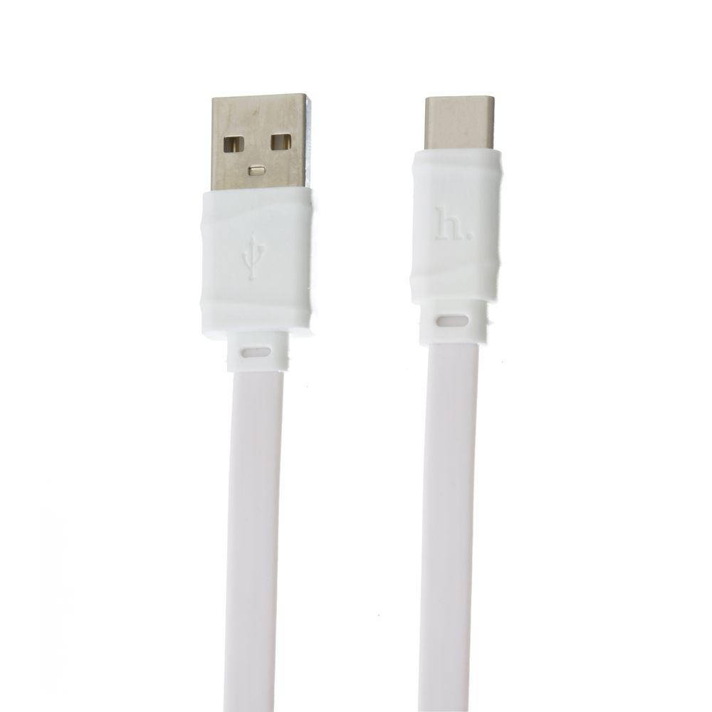 

USB кабель для зарядки Hoco X5 Bamboo USB/Type-C, 1м, пластик, белый, плоский, зарядный кабель USB, кабель для