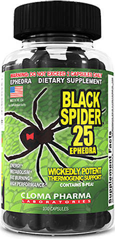 

Black spider 25 ephedra Cloma Pharma, 100 капсул