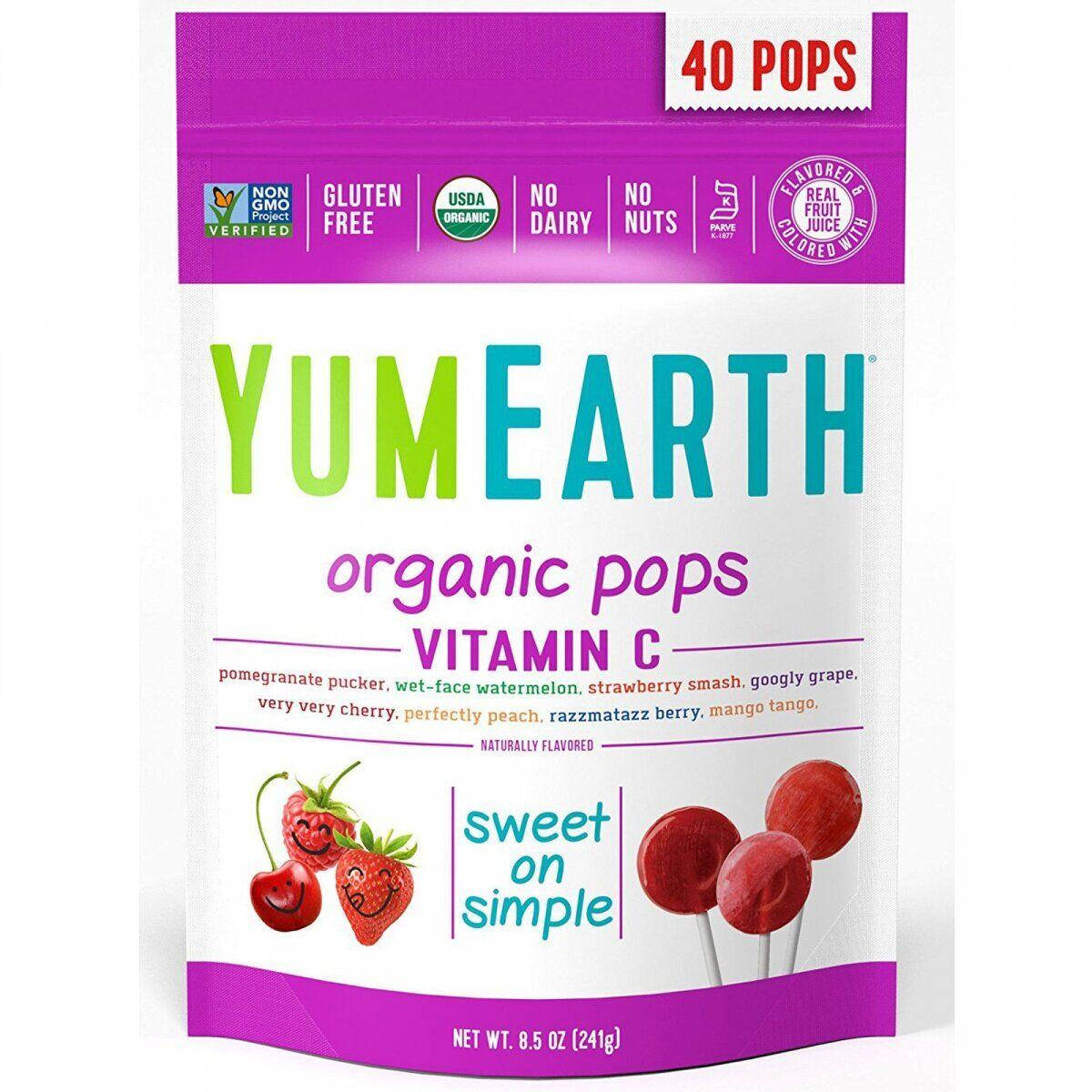 

YumEarth, Organic pops + Vitamin C (40 шт.), органические леденцы