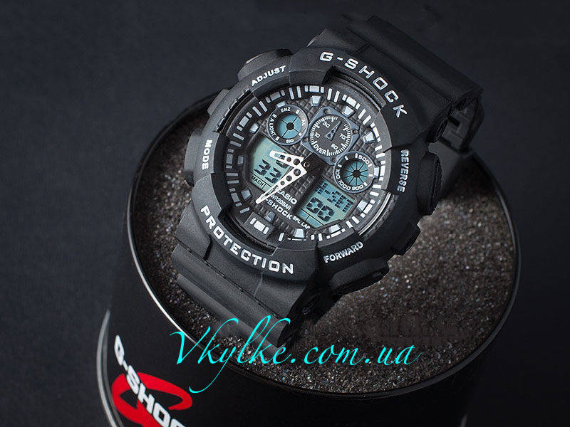 

Спортивные часы Casio G-Shock GA-100 черные с белым