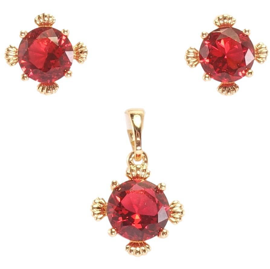 

Набор XP Позолота 18К Серьги Кулон "Красные кристаллы в декоративной оправе"