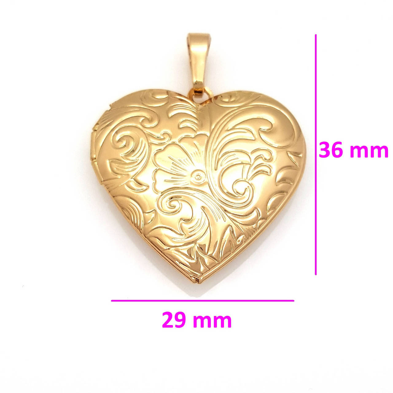 

Кулон медзолото, Медальон Сердце с цветочным орнаментом, без камней