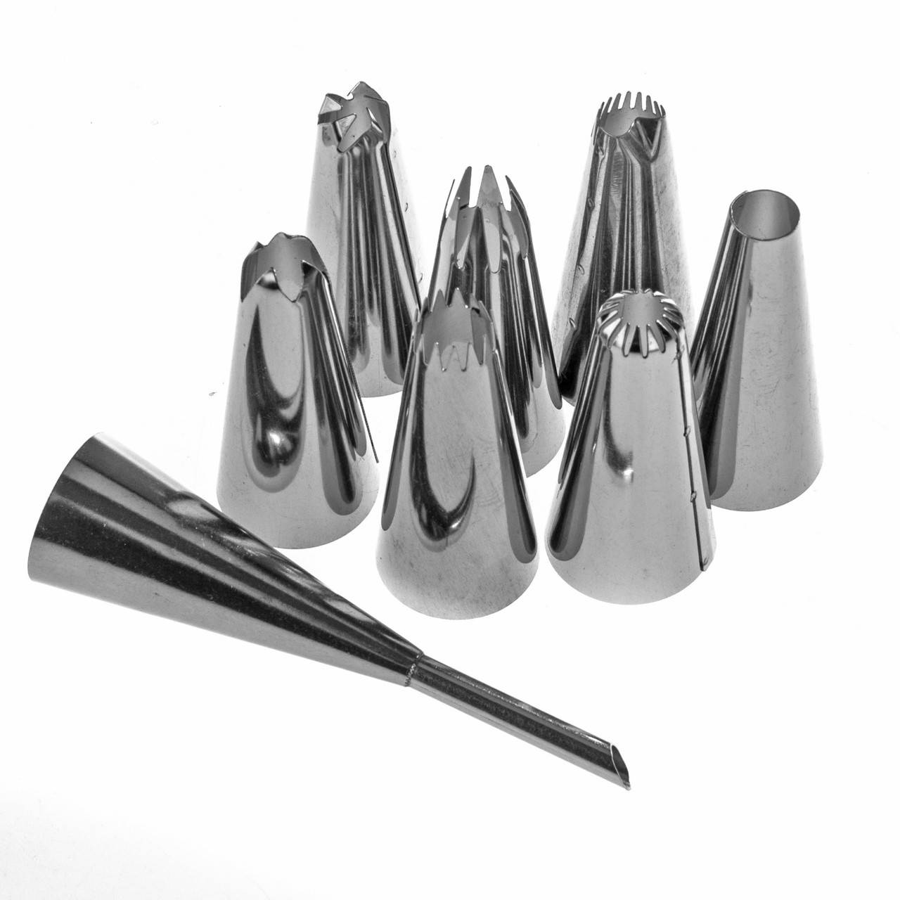 

Насадки для кондитерских мешков большие 5 штук + силиконовый мешок