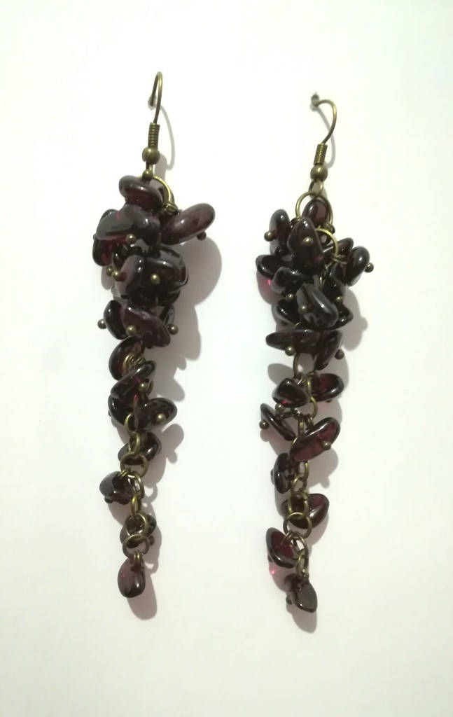 

Серьги грозди из Граната, натуральный камень, цвет бордо, тм Satori \ S - 0370