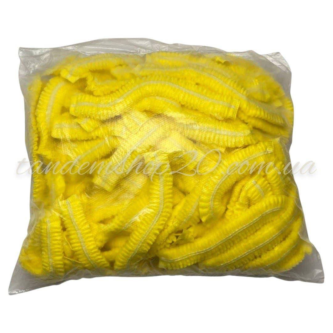 

Шапочка одноразовая на двойной резинке для процедур 100шт желтая, Желтый