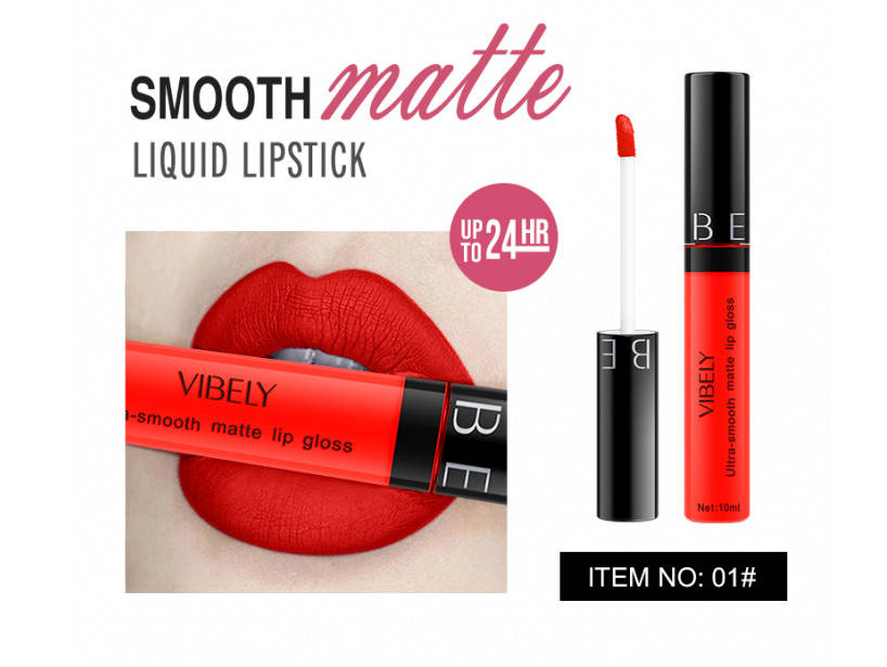 

Жидкая матовая губная помада Vibely Matte Lipgloss Ultra-Smooth #01, 10мл