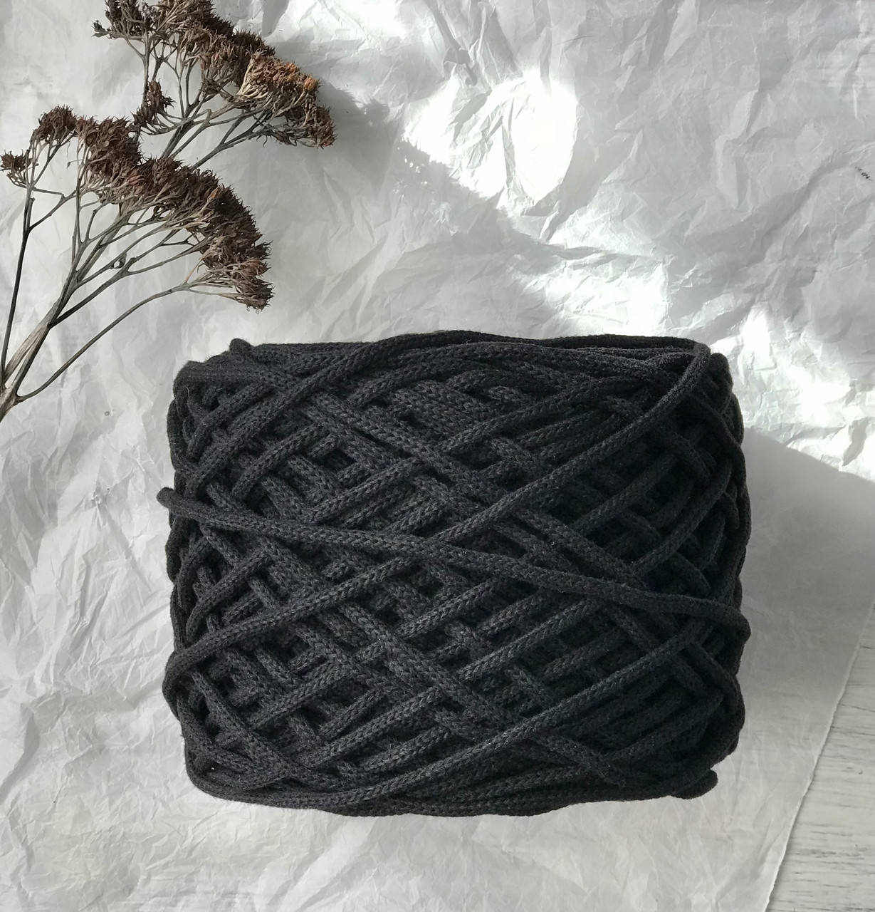 

Шнур хлопковый цвет Черный 4 мм для вязания ковров,корзин,декора