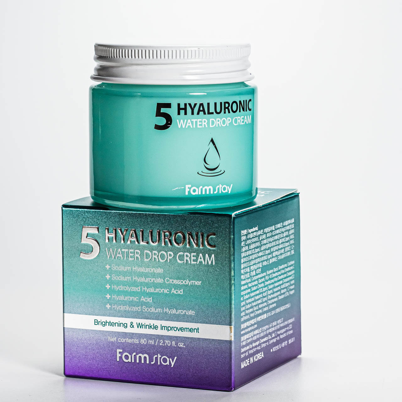 

Омолаживающий крем для лица осветляющий с гиалуроновой кислотой FarmStay 5 Hyaluronic Water Drop 80 мл