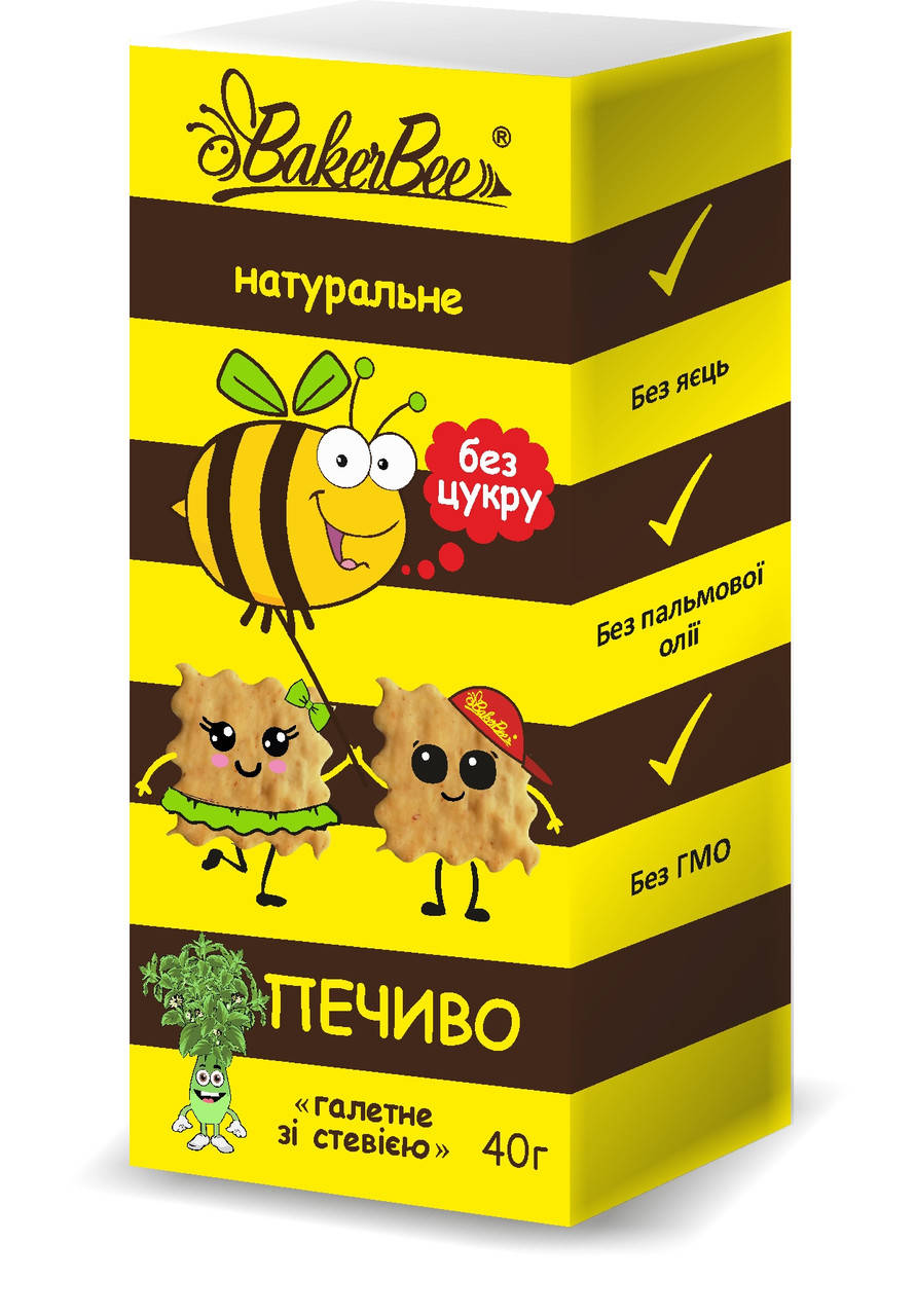 

Печенье галетное BakerBee со стевией, 40 г