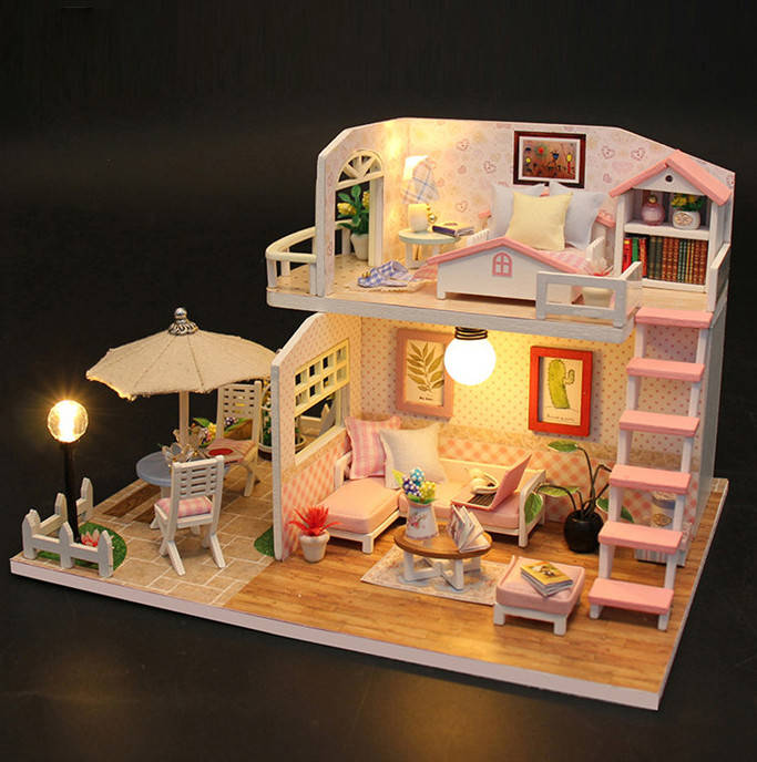 

Румбокс DIY house сборный кукольный дом Pink Loft, Розовый