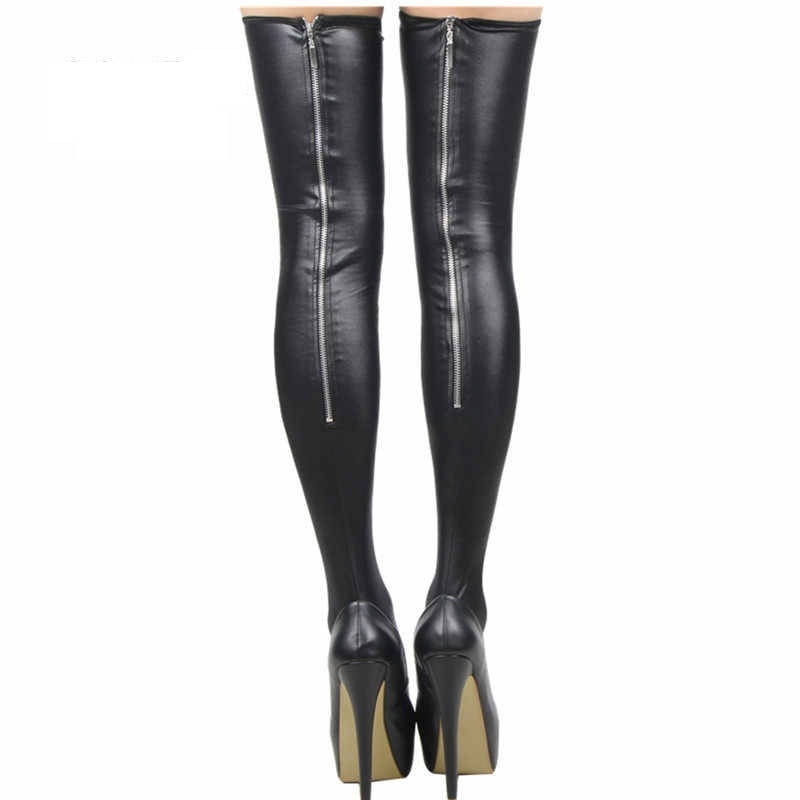 

Чулки на молнии под винил, Черный