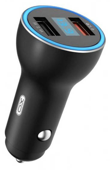 

Автомобильная быстрая зарядка XO CC26 QC3.0 + LED 2 USB Black, Черный