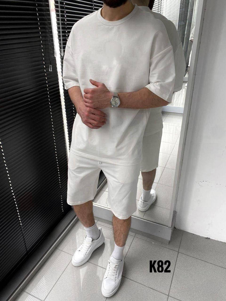 

Мужской летний костюм белый (футболка, шорты) K82