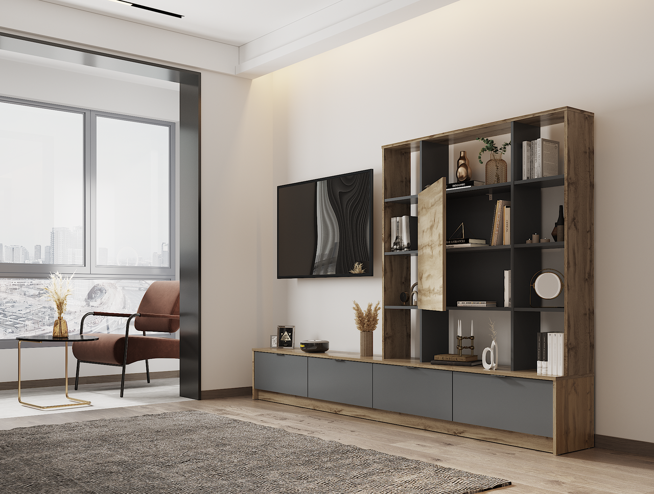 Стінка в вітальню Doros Капрі Тахо/Графіт 240х33х153 (80388682) 4