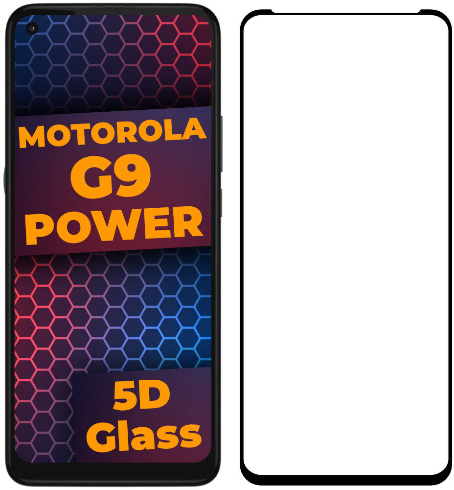 

5D стекло Motorola G9 Power (Защитное Full Glue) Black (Моторола Мото Г9 Повер), Черный
