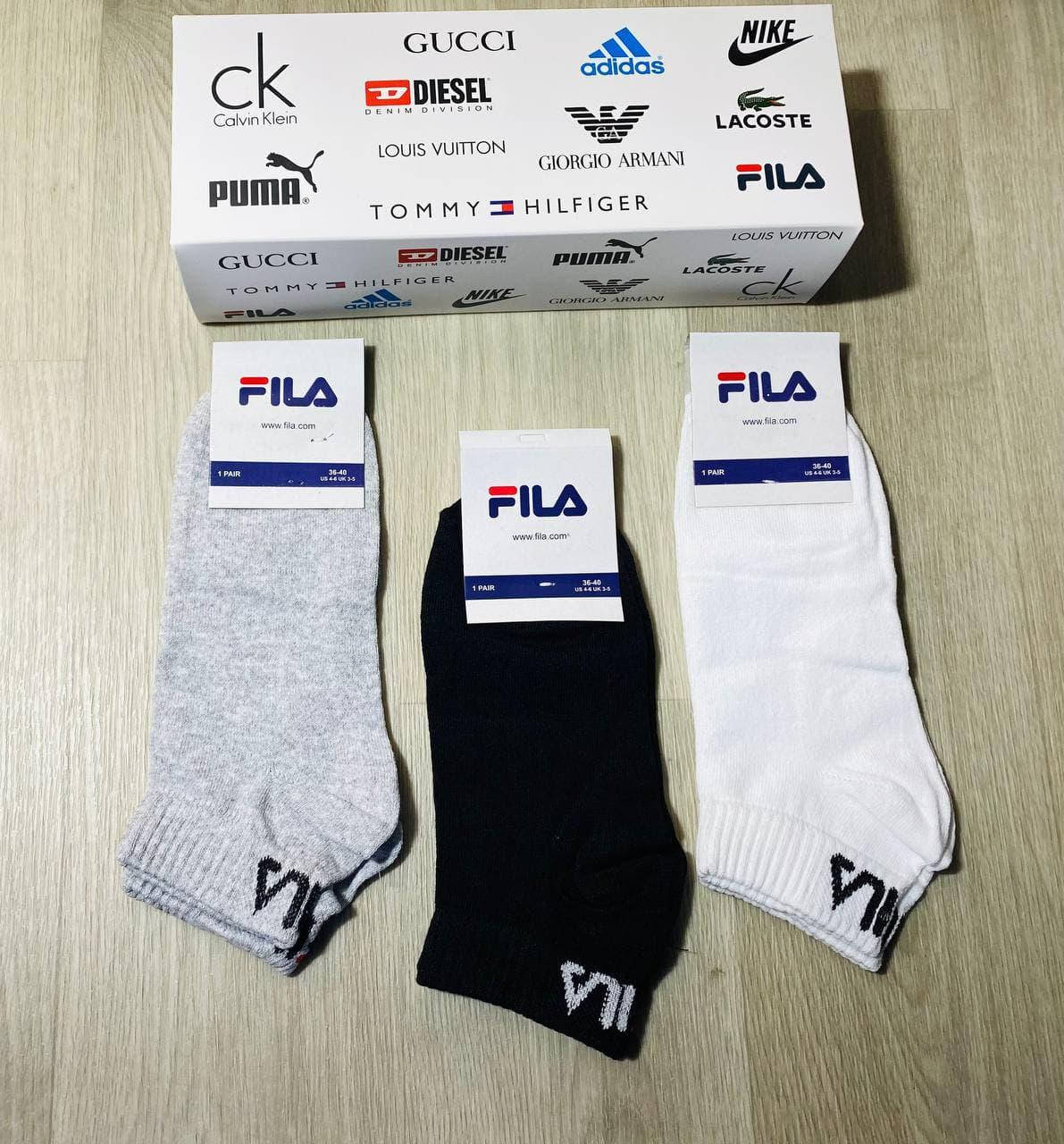 

Подарочный набор носочков из хлопка Fila размер 36-40 ассорти 9 пар, Разные цвета