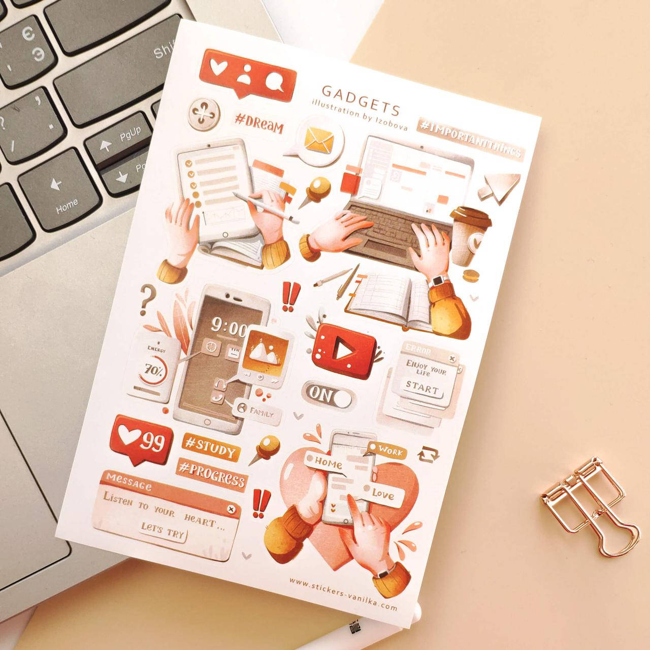 

Сет стикеров от Stickers Vanilka «Gadgets», Белый