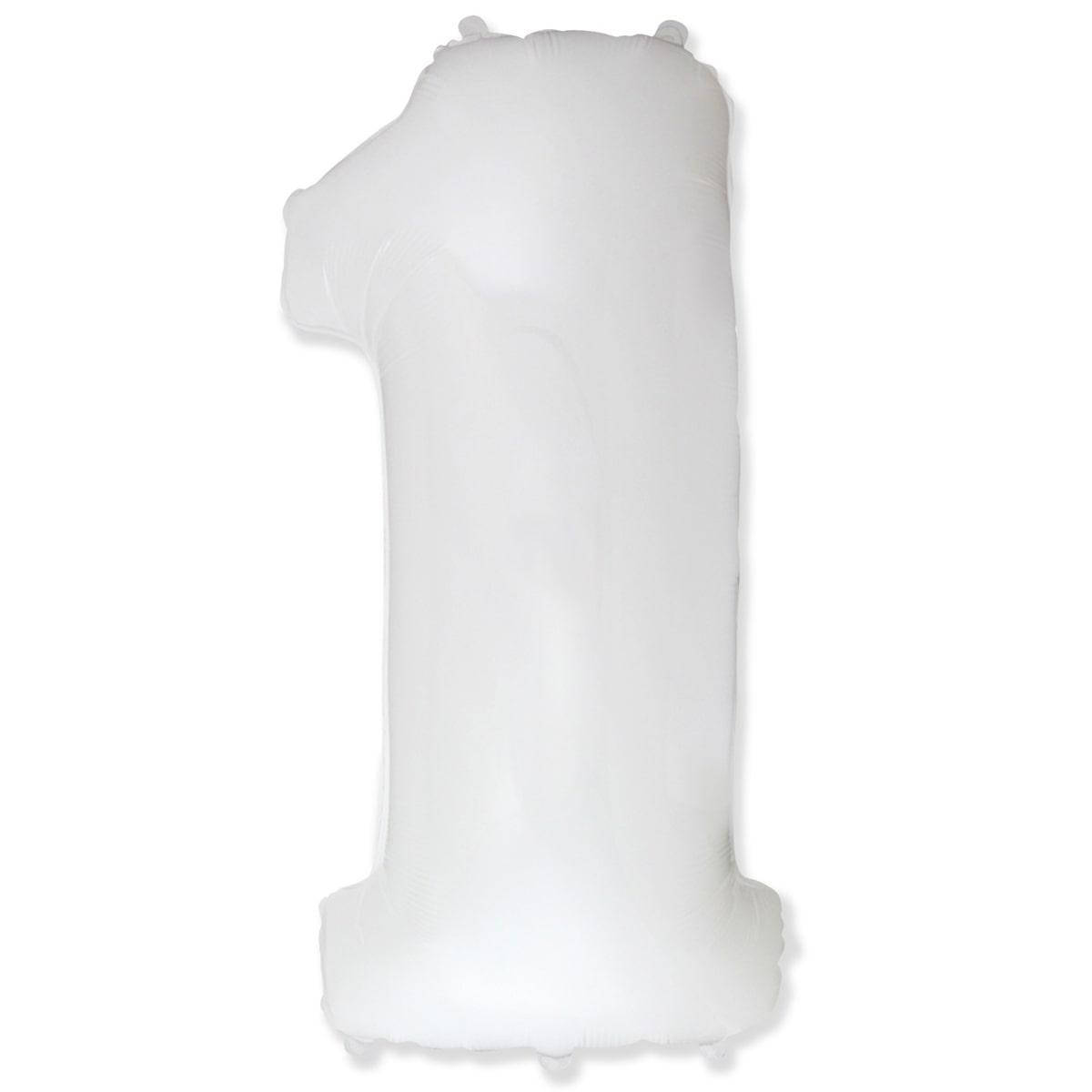 

FM 40" Цифра 1 Белая White Фольгированный шар, Белый