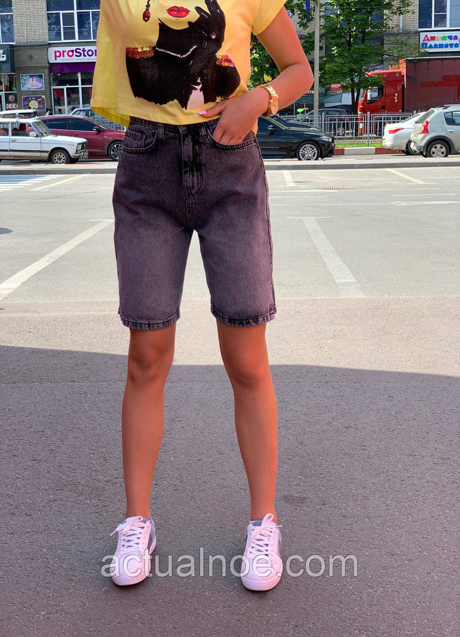 

Шорты бермуды женские джинсовые серые, Серый
