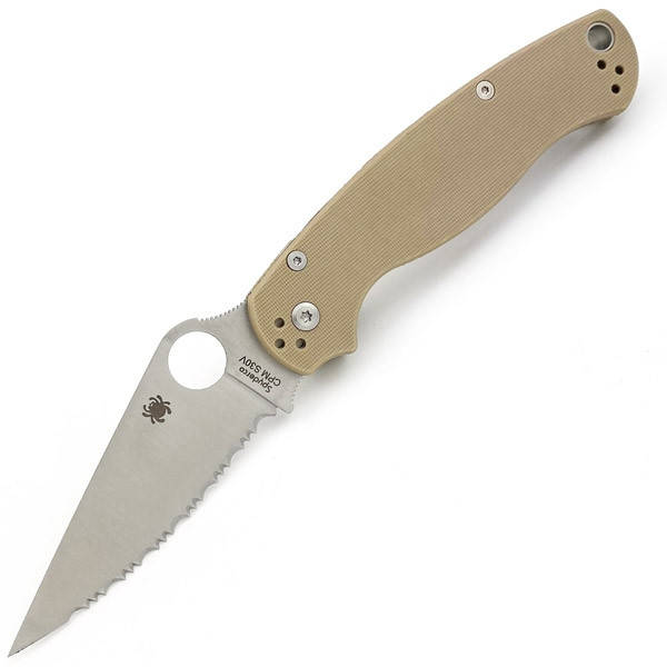 

Нож Spyderco Paramilitary 2 C81GS2 Full Serrated Хакі з світлим клинком