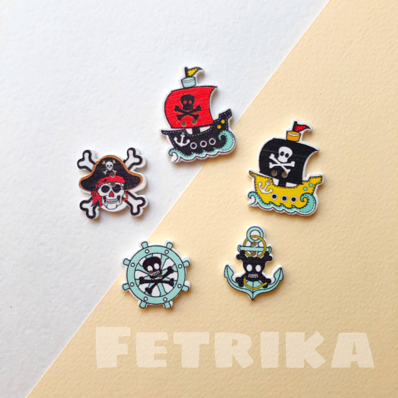 

Пуговицы “Пираты" деревянные, , Микс, Разные цвета