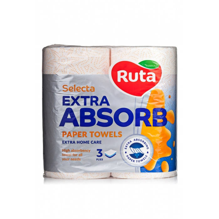 

Полотенца бумажные трехслойные Ruta Extra Absorb 2 рулона