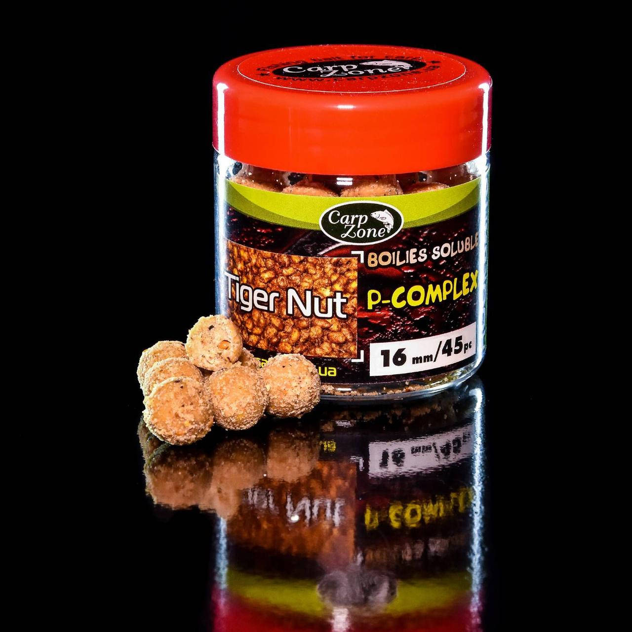 

Бойлы насадочные пылящие Boilies P-Complex Soluble Hookbaits Tiger Nut (Тигровый орех) 16mm/45pc