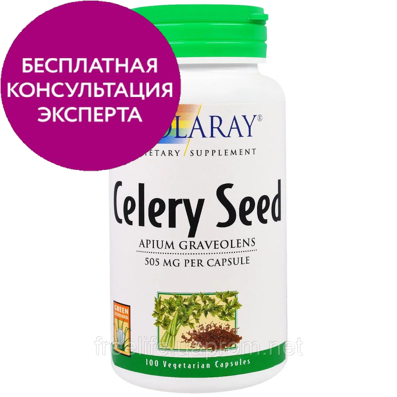 

Solaray, Семена сельдерея, 505 мг, 100 шт., официальный сайт, SOR-01154